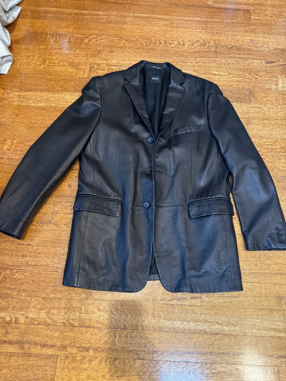 Boss Black Leather Blazer Jacket